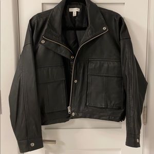 Topshop Black Faux leather cropped jacket